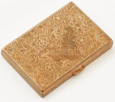 Elizbeth Arden cizellált réz sminkdoboz, 7x5 cm