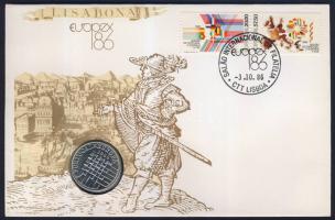 Portugália 1986. 25Esc "Belépés az Európai Közös Piacba" érmés, bélyeges borítékon, alkalm...