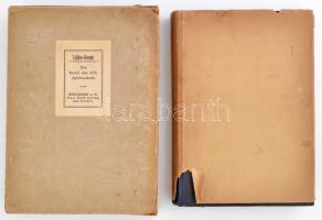 2 db művészettörténeti könyv a Grundris der Kunstgeschichte sorozatból: Friedrich Haack: Die Kunst des XIX. Jahrhunderts. Esslingen, 1913, Paul Neff Verlag (Max Schreiber). Német nyelven. 4., bővített és javított kiadás. Kiadói aranyozott egészvászon kötés, kiadói kissé sérült kartontokban, borítón apró kopásnyomokkal, megerősített kötéssel, jó állapotban. + Max Semrau: Die Kunst der Barockzeit und des Rokoko. Esslingen, 1913, Paul Neff Verlag (Max Schreiber). Német nyelven. 3. kiadás. Kiadói aranyozott egészvászon kötés, kiadói sérült papírborítóval, borítón apró kopásnyomokkal, megerősített kötéssel, jó állapotban.