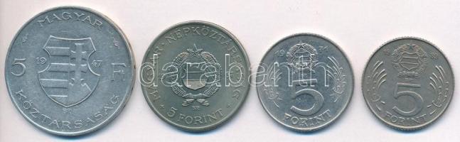 1947. 5Ft Ag "Kossuth" + 1967. 5Ft Cu-Ni "Kossuth" + 1972. 5Ft Ni "Kossuth&...