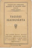 1949 FKGP tagsági igazolvány, fénykép nélkül