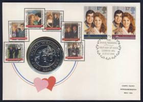 St.Helena & Ascension 1986. 50p "András és Sarah esküvője" érmés, bélyeges borítékon, ...