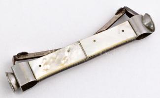 Antik szivarvágó gyöngyház borítással, 13 cm / Vintage cigar cutter