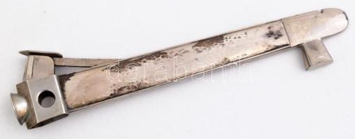 Antik óriás szivarvágó ezüst (Ag) borítással, 22 cm / Vintage cigar cutter with silver layer