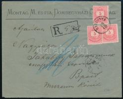 1886 Ajánlott levél 3 x 5kr bérmentesítéssel / Registered cover "BATTONYA" - Budapest