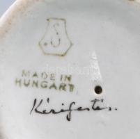 Drasche halacska a csigaháznál, kézzel festett, apró kopásnyomokkal, jelzett, m: 15 cm