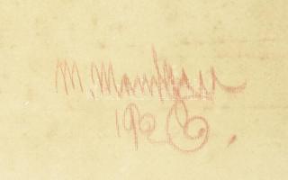 Martin Mendgen (1893-1970),1920-as években Erdélyben működött: Lány portré, 1920-as évek. Vöröskréta...