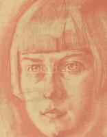 Martin Mendgen (1893-1970),1920-as években Erdélyben működött: Lány portré, 1920-as évek. Vöröskréta...