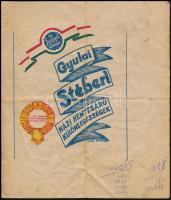 cca 1920-1940 Gyula, Stréberl András Gyulai Stréberl Házi Hentesárú Különlegességek reklámpapír, hajtott, foltos, a hátoldalán ceruzás bejegyzésekkel, 22x19 cm