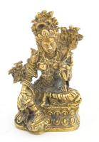 Zöld Tara miniatűr bronz szobor, aprólékos kidolgozással, m: 3,8 cm