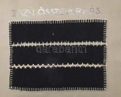 cca 1940 Népművészeti hímzésgyűjtemény, az egyik oldalon jegyzettel, a másik oldalon mintával, néhán...