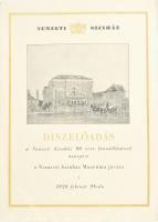 1928 Nemzeti Színház 90 éves fennállásának tiszteletére rendezett díszelőadás prospektusa, javított.