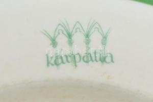 2 db Zsolnay tányér a Kárpátia étteremből. Matricás, jelzett, kopott d: 23 cm