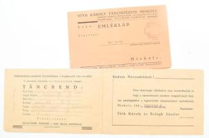 1940/1942 Tóth Károly Táncintézete Miskolc, 2 db emléklap-táncrend