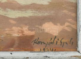 Komjáti-Wanyerka Gyula (1894-1958): A front 1944 , Akvarell, papír, jelzett. Üvegezett, sérült faker...