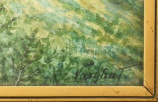 2 db felvidéki vár képe: Vargha Tamás: Fülek, ..., akvarell-papír, jelzett, sérült fakeretben 24x33 ...