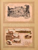 99 db RÉGI képeslap albumban: sok német város és pár üdvözlő és sör téma, érdekesebb, jobb lapok veg...