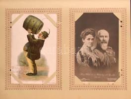 99 db RÉGI képeslap albumban: sok német város és pár üdvözlő és sör téma, érdekesebb, jobb lapok veg...