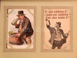 99 db RÉGI képeslap albumban: sok német város és pár üdvözlő és sör téma, érdekesebb, jobb lapok veg...