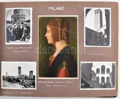 cca 1930 Olaszországi utazás képes naplója, kb 100 db fotó részben sokszorosított, részben saját fel...