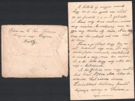 1916 3. huszárezred katonájának szóló levél "MÁRTELY" postaügynökségi érkezési bélyegzővel
