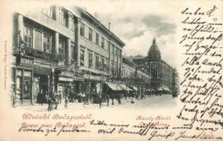 1899 Budapest V. Károly körút Aller Ignác könyvkereskedésével, fodrászattal (EK)