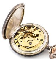 Longines zsebóra jelzett tokkal, számlappal, szerkezettel, niellós ezüst (Ag) tokkal, zománc számlap...
