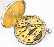 Antik ezüst (Ag) kulcsos zsebóra XIX. sz. második fele, cylinderes szerkezet, jelzett sorszámozott t...