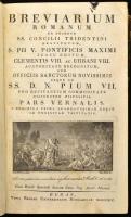 Breviarium Romanum.... Pars Vernalis. Budae, 1814. Typ. Regiae Universitatis Hungaricae 780p. + 340p. +32p. Korabeli egészbőr kötésben