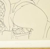 Reich Károly (1922-1988): Kutyás lány. Szitanyomat, papír. Üvegezett fakeretben, 40x30 cm