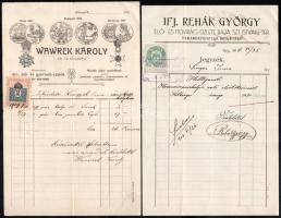 cca 1870-1930 4 db vegyes fejléces számla, pl Máramarosszigetről