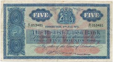 Skócia 1955. 5P British Linen Bank T:F  Scotland 1955. 5 Pounds British Linen Bank C:F Krause P#161