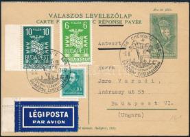 1937 Magyar díjjegyes válaszlap díjkiegészítéssel Németországból visszaküldve