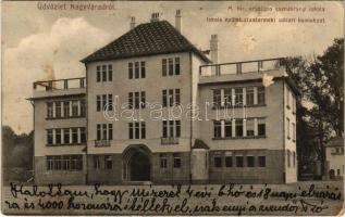 1913 Nagyvárad, Oradea; M. kir. országos csendőrségi iskola, Iskola épület (tantermek) utcai homlokzat / K.u.K. gendarmerie school (felületi sérülés / surface damage)