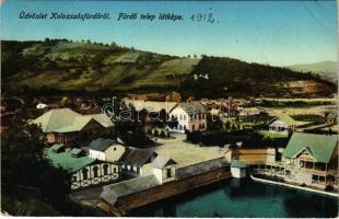 1913 Kolozs, Kolozssósfürdő, Kolozsfürdő, Cojocna; fürdő telep látképe. Maksay fényképész / spa (EK)