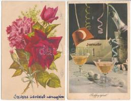 11 db MODERN magyar retro grafikai üdvözlő képeslap (Képzőművészeti Alap) / 11 modern Hungarian retr...