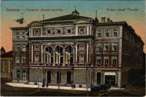 Temesvár, Timisoara; Ferenc József színház, villamos / Franz Josef Theater / theatre, tram (EK)