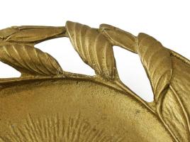 Szecessziós öntött bronz kínáló pár, áttört és domború mintákban tulipán díszítés, d: 24 cm