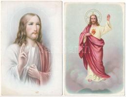 JÉZUS - 2 db régi vallásos litho képeslap / JESUS - 2 pre-1945 religious litho postcards