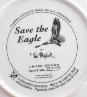 3 darab amerikai gyűjtői porcelán dísztál, jelzett, egyiken pattanással, d: 20-22 cm