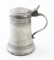 Antik ón díszkupa, jelzett, kopott, m: 15 cm