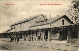 1908 Székelykocsárd, Kocsárd, Lunca Muresului; vasútállomás. Schuster Emil kiadása / railway station (Rb)