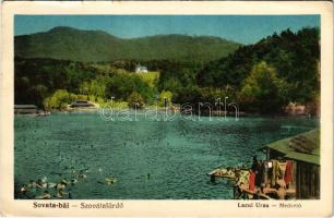 Szováta, Sovata; Lacul Ursu / Medve-tó, fürdőzők / lake, bathers (kis szakadás / small tear)