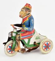 Lemezjáték biciklis majom, felhúzható, kulccsal eredeti dobozában