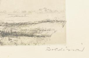 Boldizsár István (1897-1984): Szénahordás. Rézkarc, papír, jelzett, próbanyomat. Üvegezett, kissé ko...