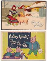 21 db főleg RÉGI karácsonyi és újévi üdvözlő képeslap vegyes minőségben / 21 mostly pre-1945 Christmas and New Year greeting postcards in mixed quality