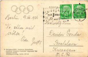 1936 Berlin, Reichssportfeld, Deutsche Kampfbahn. Amtliche Olympia Postkarte / Olimpiai stadion / Ol...