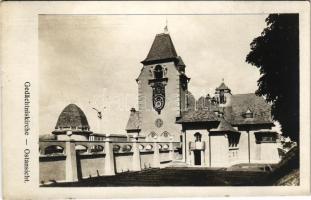 Gedächtniskirche Ostansicht - Der Heldenfriedhof in Korneuburg: Erbaut von Soldaten der k.u.k. Eisenbahntruppe in den Kriegsjahren 1915-1917. Im Selbstverlag des k.u.k. Eisenbahn-Rgtms / Első világháborús osztrák-magyar emléktemplom a hősök temetőjében / WWI Austro-Hungarian military heroes cemetery and church