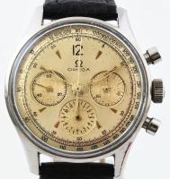 Omega chronometer Cal 321. vinatage, működő, jó állapot, enyhén korrodált számlap, új bőr szíj szerkezet szám 10826127 d: 34 mm