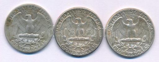 Amerikai Egyesült Államok 1950-1964. 1/4$ Ag "Washington" (3xklf) T:XF-VF patina USA 1950-...